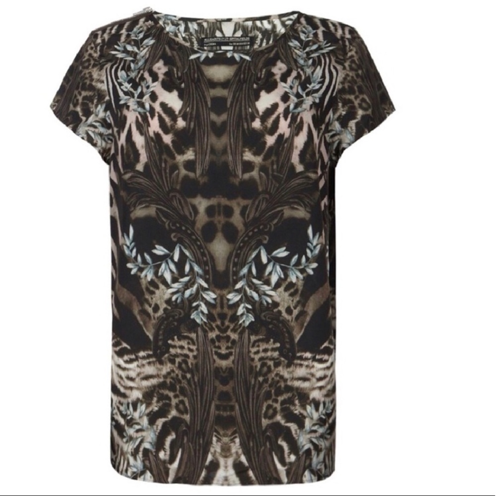 ALLSAINTS SPITALFIELDS Zebra Tee w/ Zipper Sz. 6